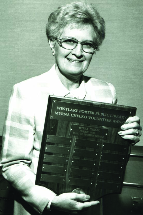 Myrna Chelko with the award in her name