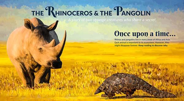 The Rhinoceros & the Pangolin panel from display