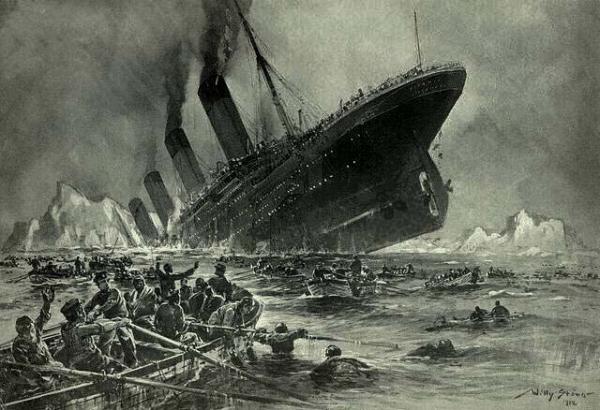 Titanic sinking painting by Willy Stöwer